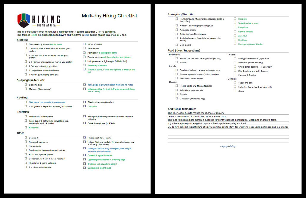 Multi-day-Hiking-Checklist